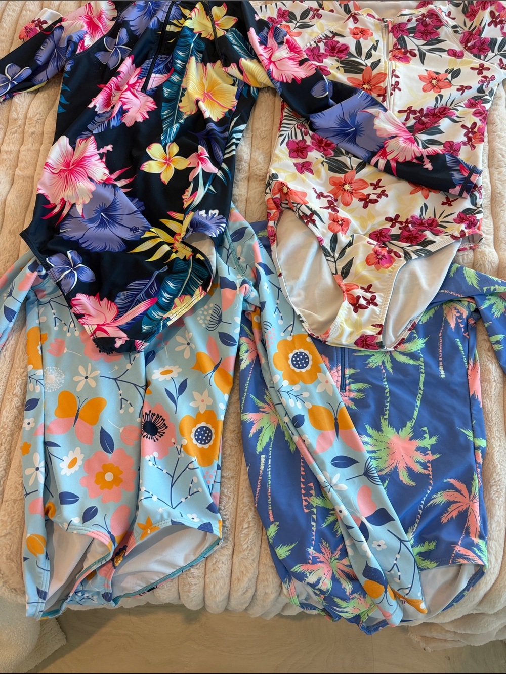 Girls' Long-Sleeve Floral One-Piece Swimsuit - Multi Color